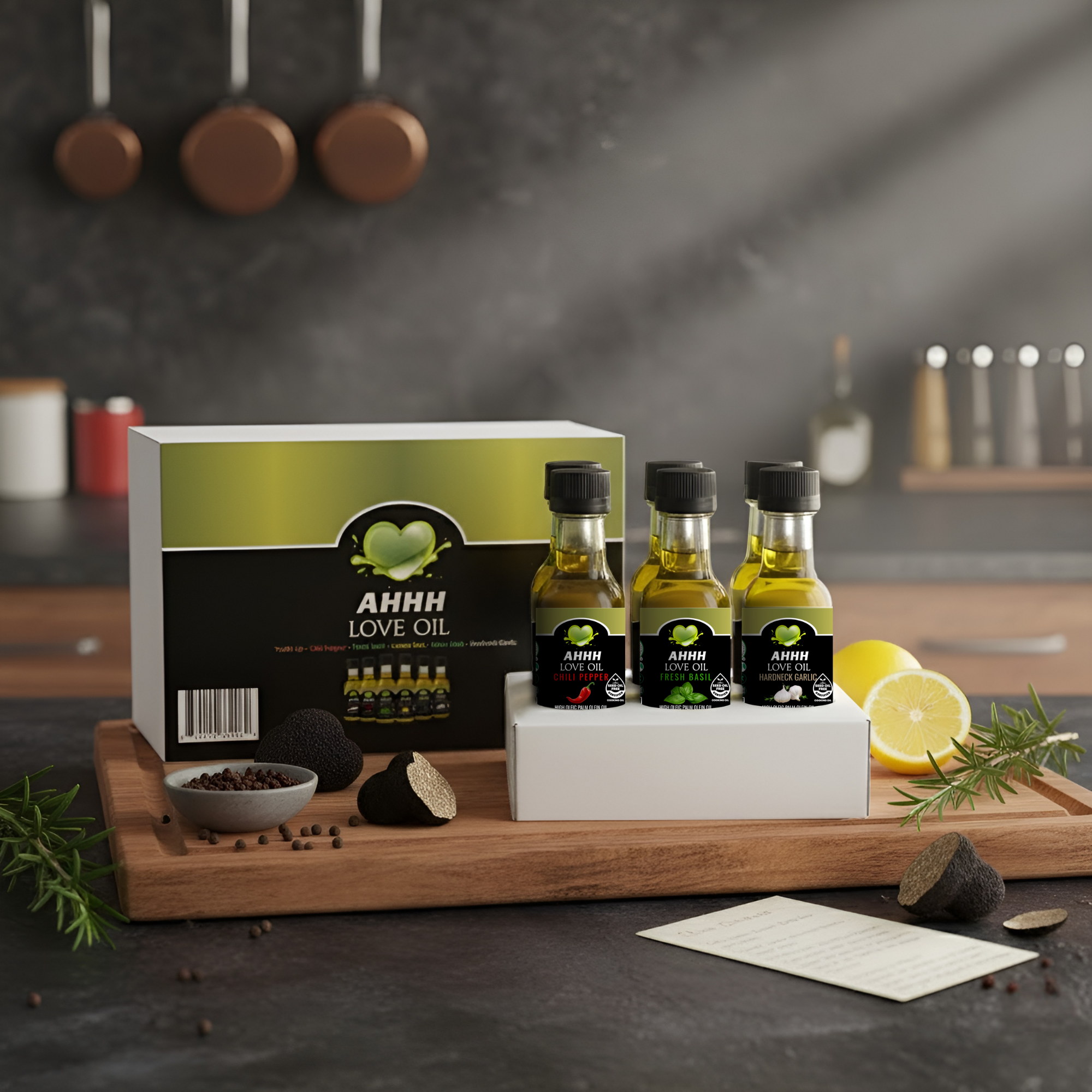 1.5oz AHHH Love Oil six-flavor variety pack for clean healthy high-heat