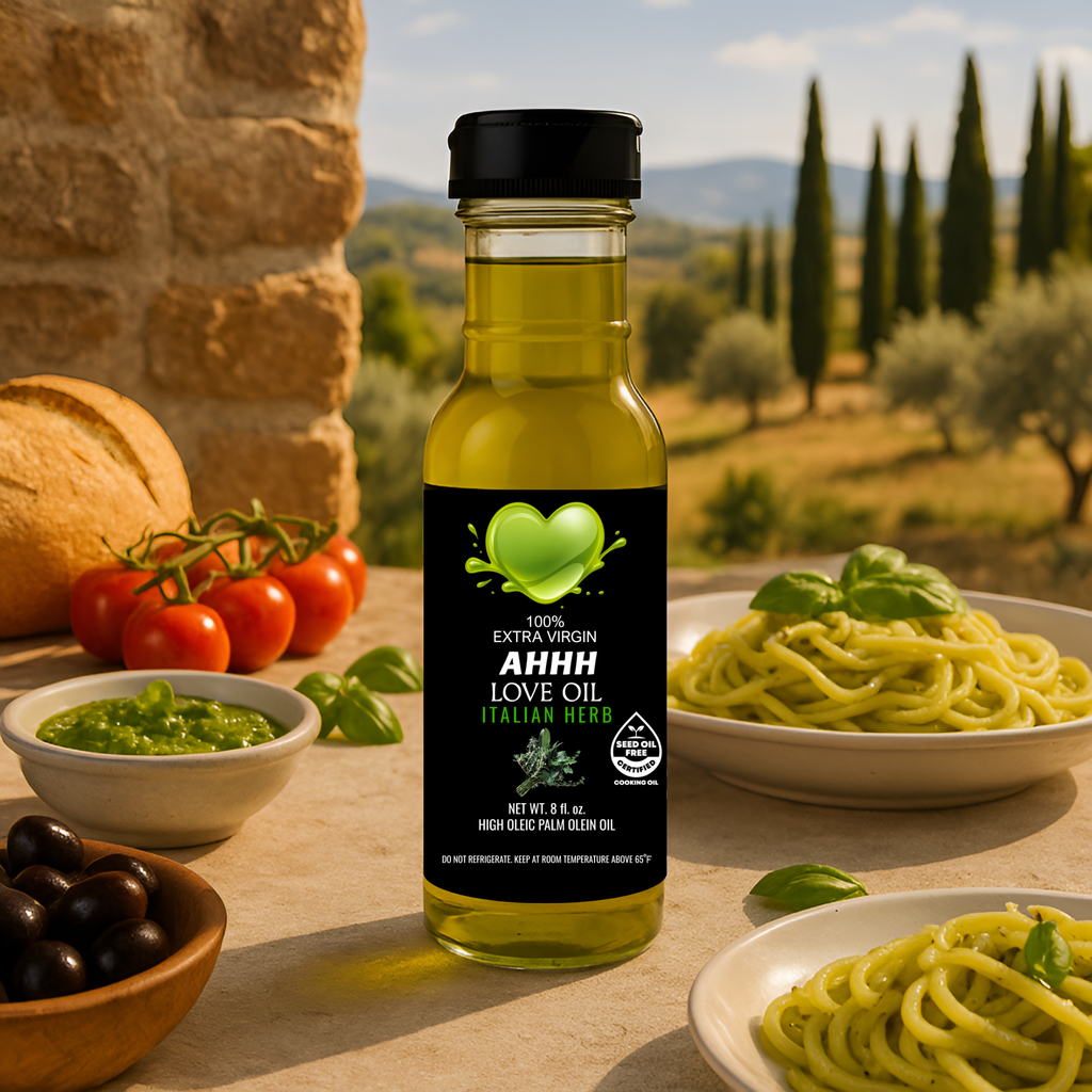 Italian Herb AHHH Love Oil clean healthy high-heat oil infused with Mediterranean herbs