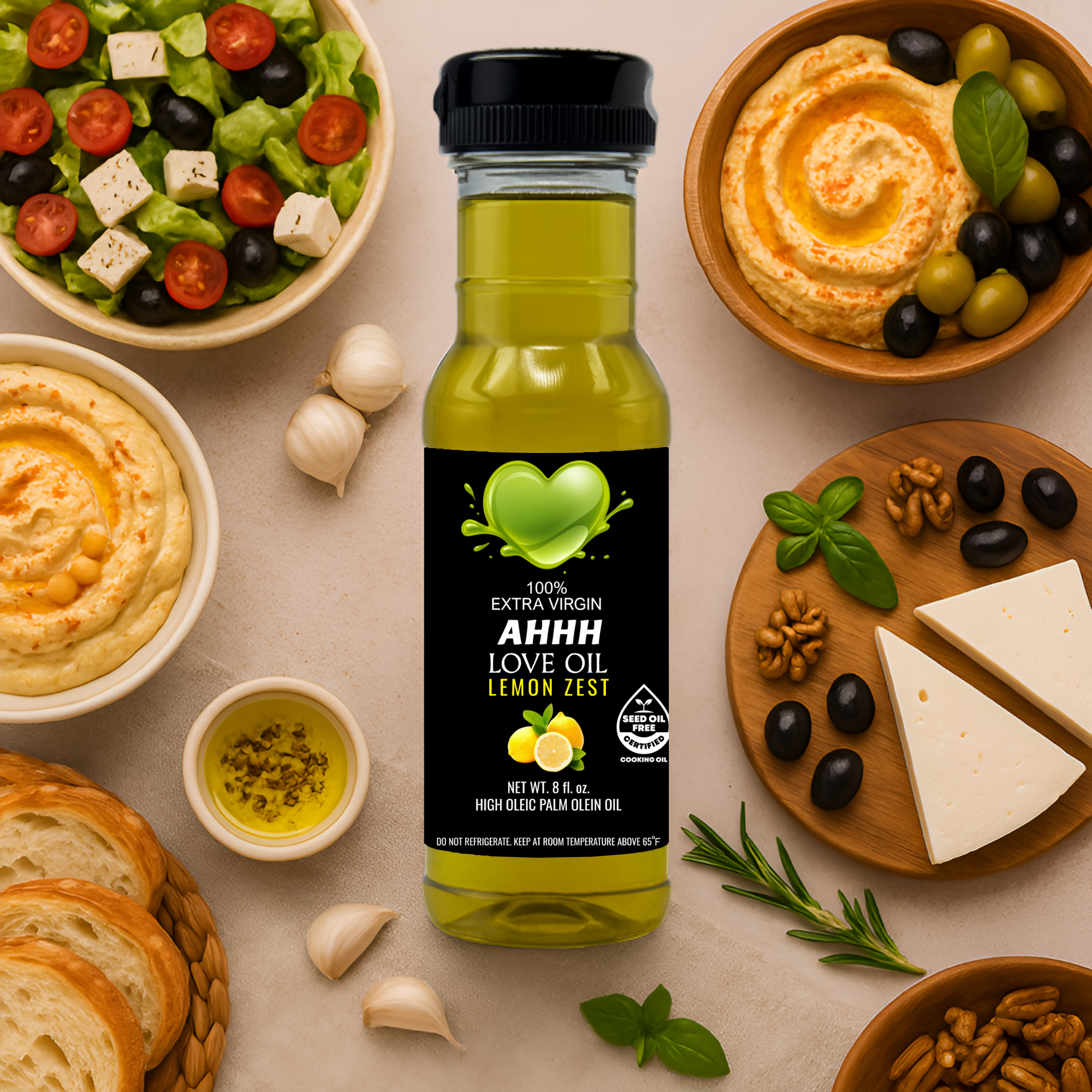 Lemon Zest flavored AHHH Love Oil premium plant-based oil for clean flavorful meals