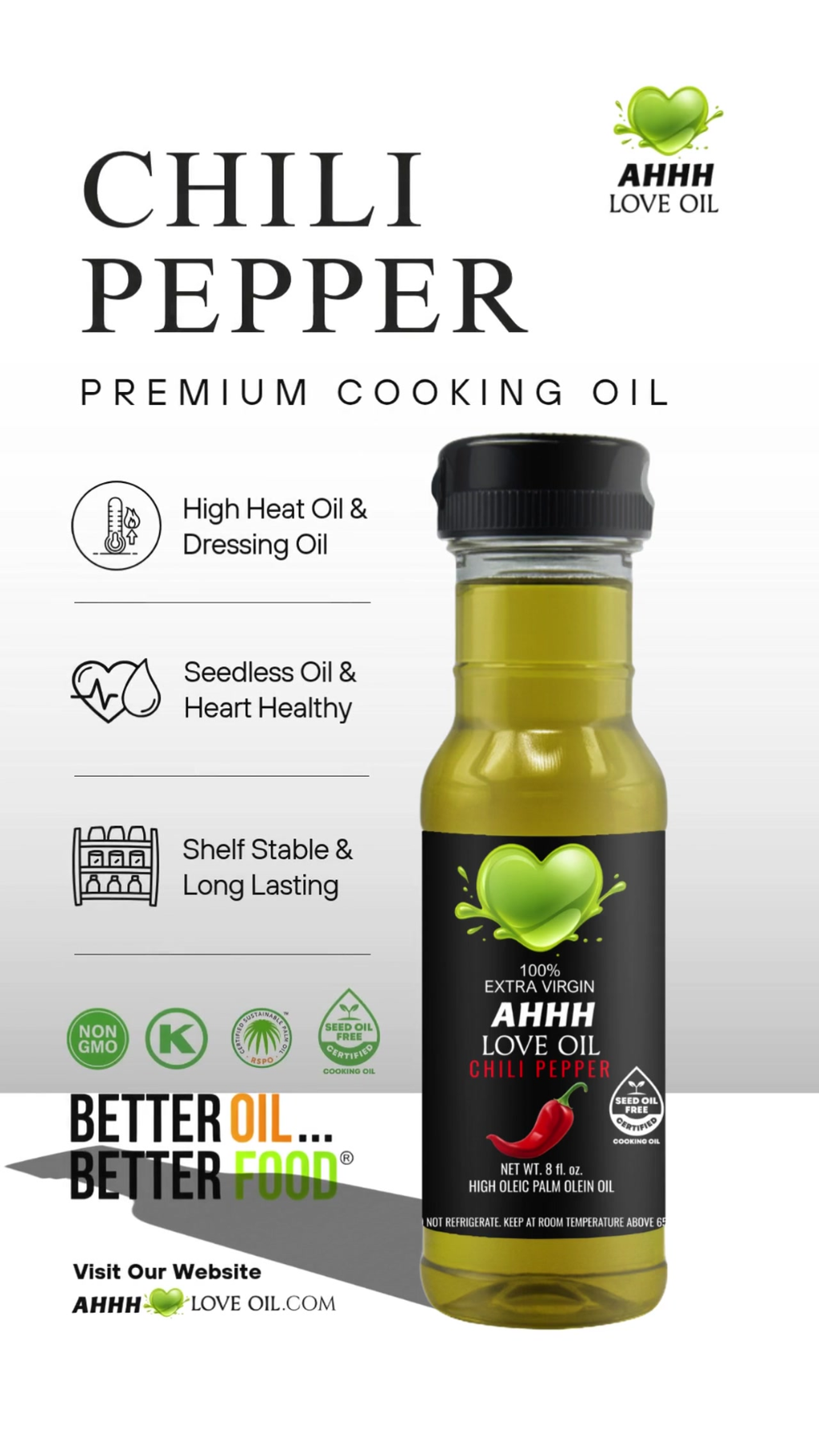 Spicy Chili Pepper AHHH Love Oil crafted for healthy cooking