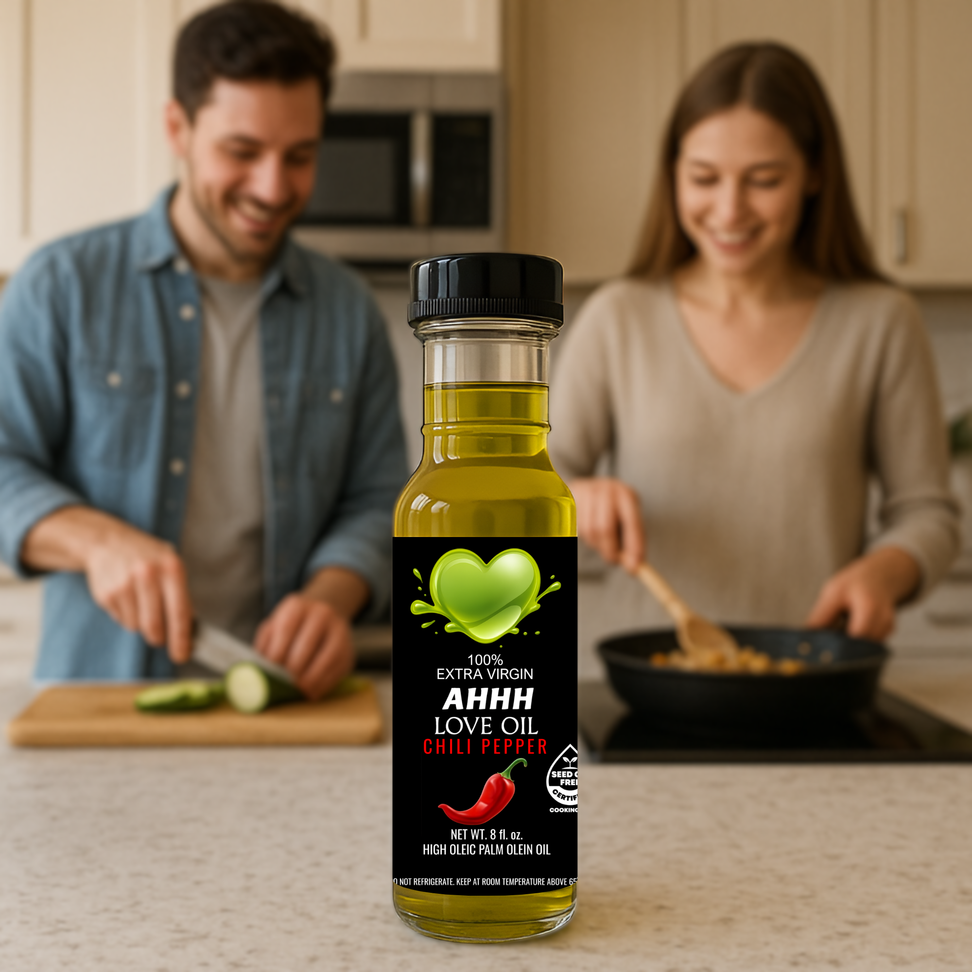 Spicy Chili Pepper AHHH Love Oil crafted for healthy high-temperature cooking