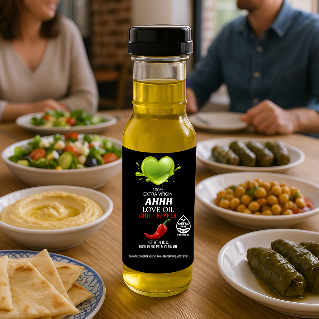 AHHH Love Oil Chili Pepper plant-based high-heat cooking oil with bold spicy