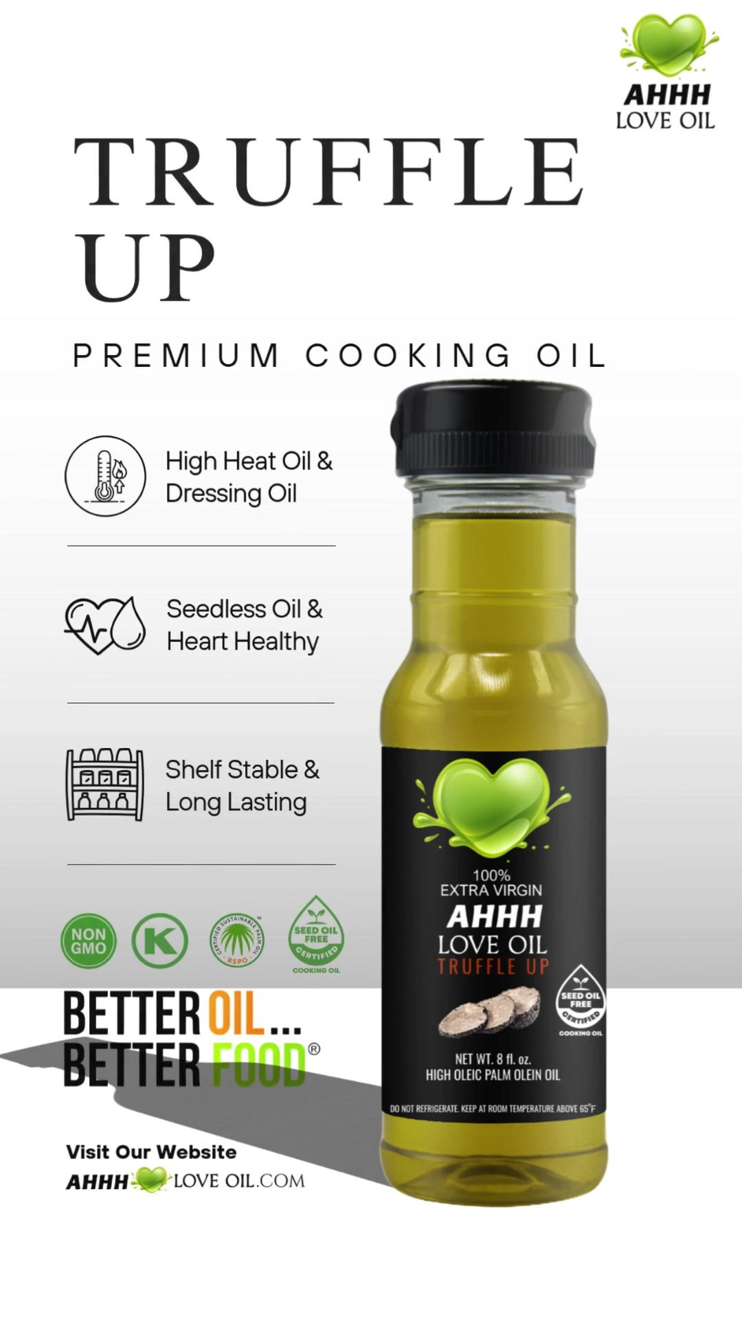 Truffle Up AHHH Love Oil clean healthy high-heat oil infused with bold truffle essence